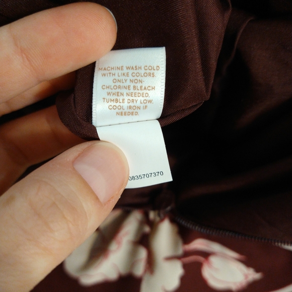 Lauren Conrad Runway Floral Ruffle Burgundy High Neckline Midi Dress 4 - Picture 12 of 12